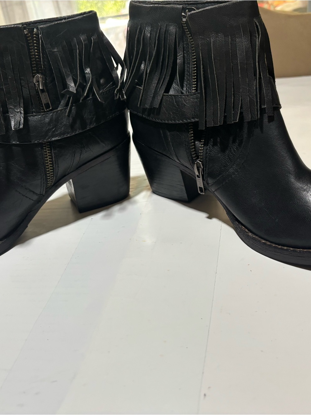 Free People Black Fringe Ankle Boots - Picture 4 of 11